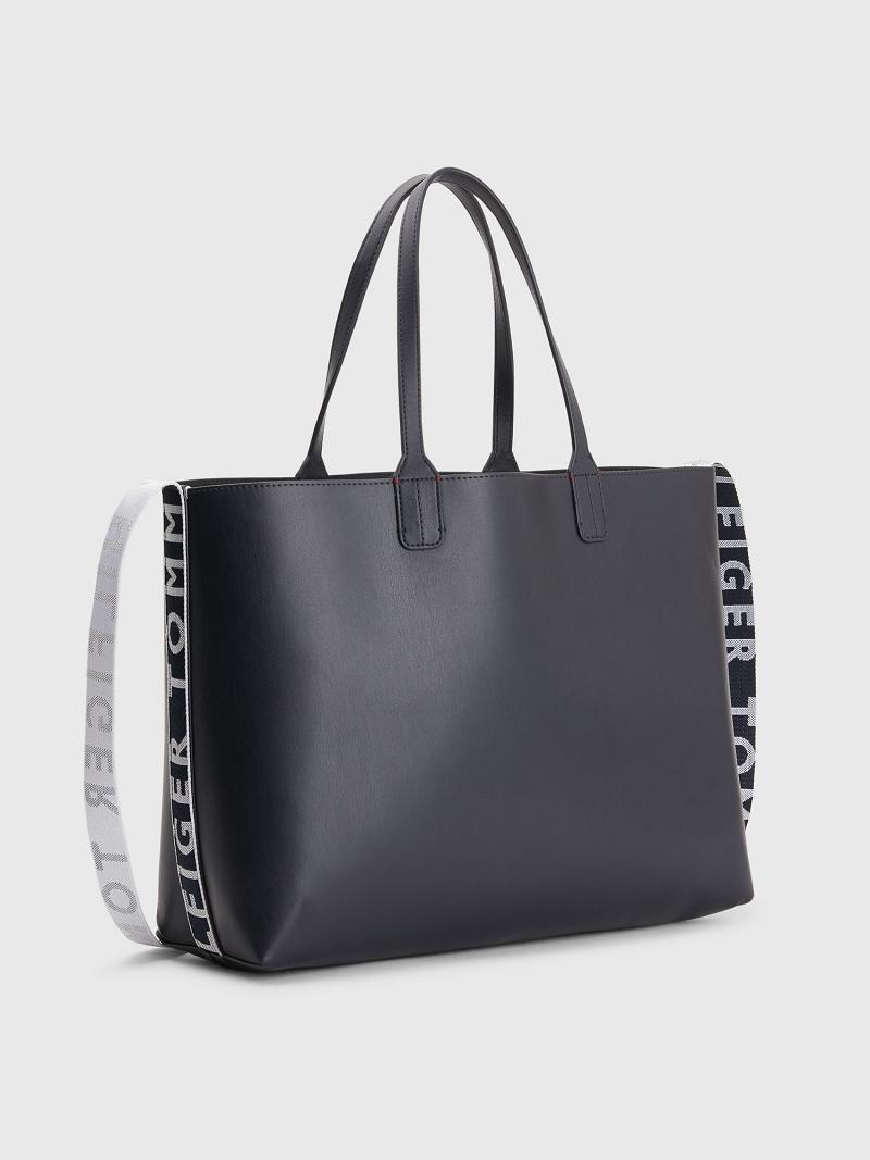 Női Tommy Hilfiger Tommy Signature Tote Táska Fekete | HU 647HAP